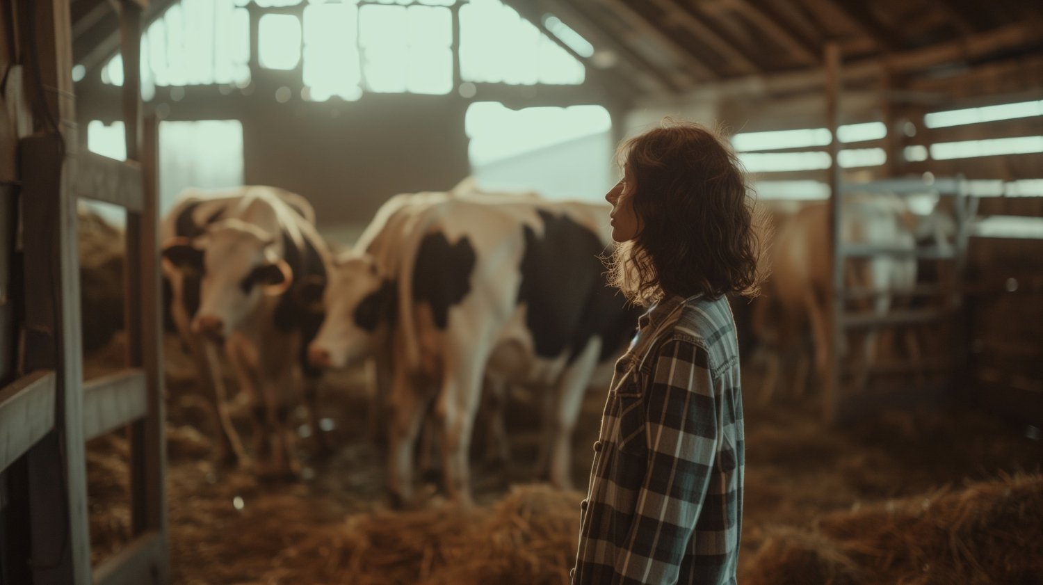 Kráva s teletem na farmě